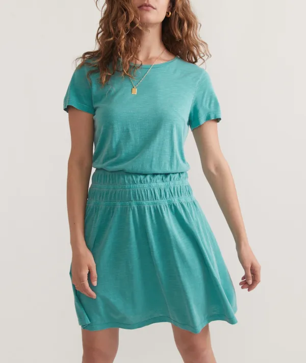 Teal Short Sleeve Midi Dress