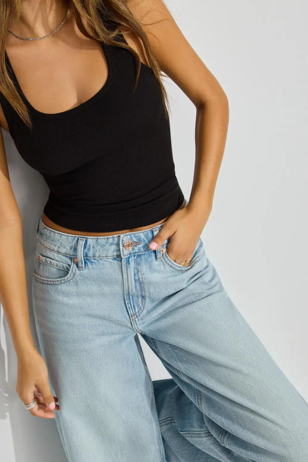 Oversized Light Wash Blue Jeans