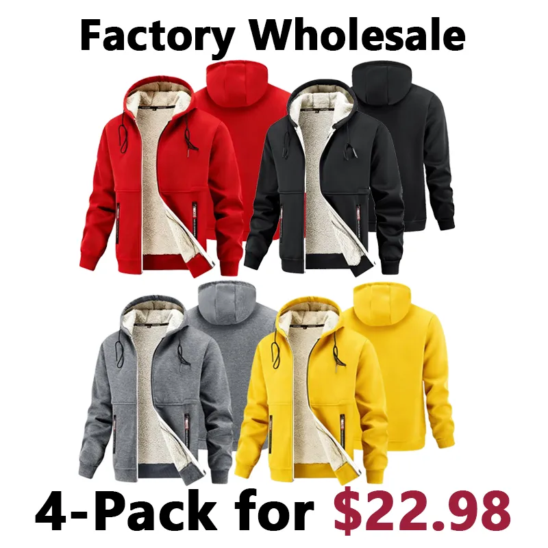 🔥Last Day Promotion🔥Men's Winter Sherpa Hooded Jacket, Thick Warm Zip-Up Hoodie