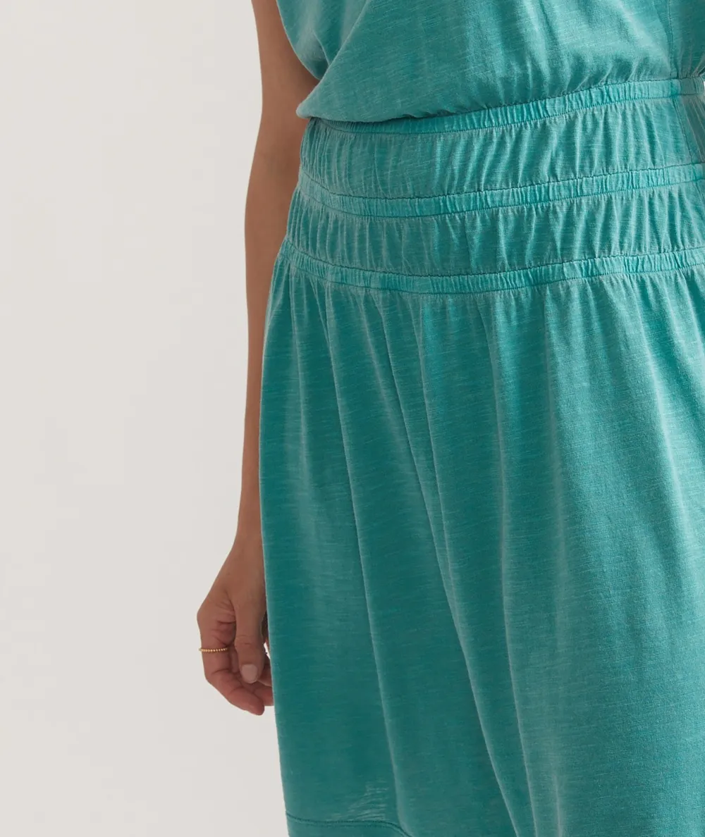 Teal Short Sleeve Midi Dress