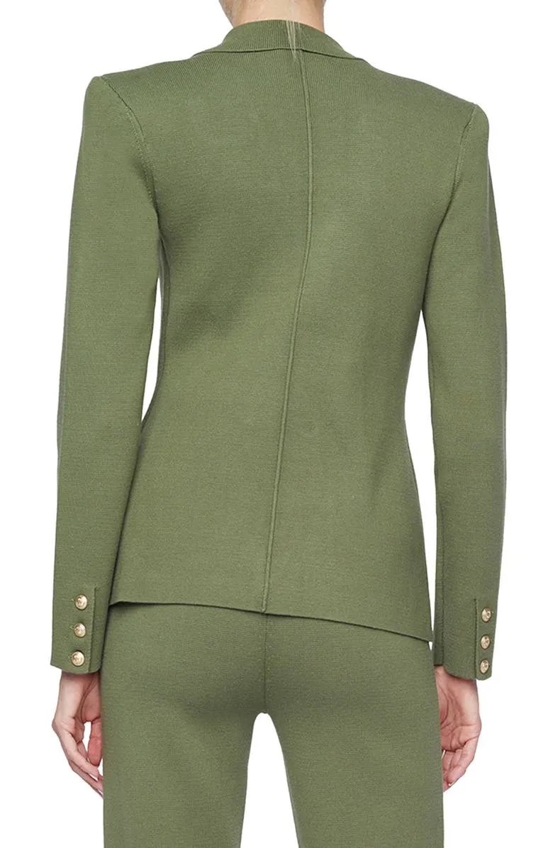 Cotton Blend Knit Double Breasted Blazer