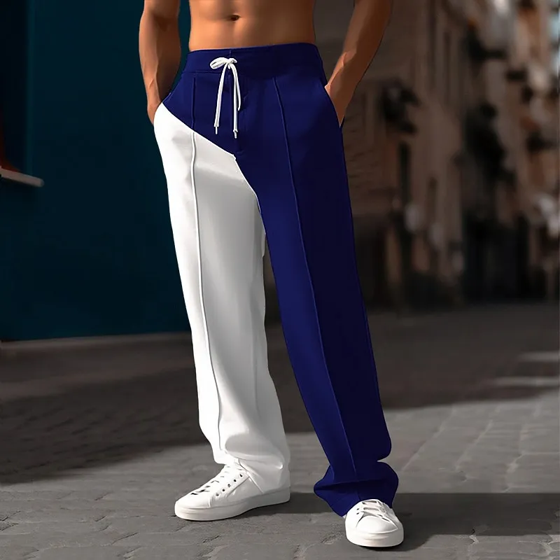 Men's Patchwork Elastic Waist Casual Joggers