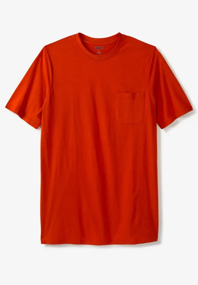 Shrink-Less Lightweight Longer-Length Crewneck Pocket T-Shirt