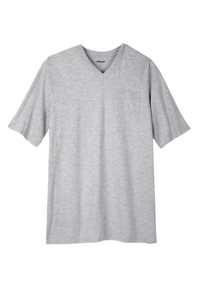 Shrink-Less Lightweight Longer-Length V-neck T-shirt