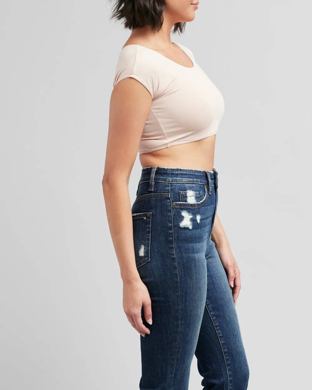 Trendy Cropped Crew Neck Tee