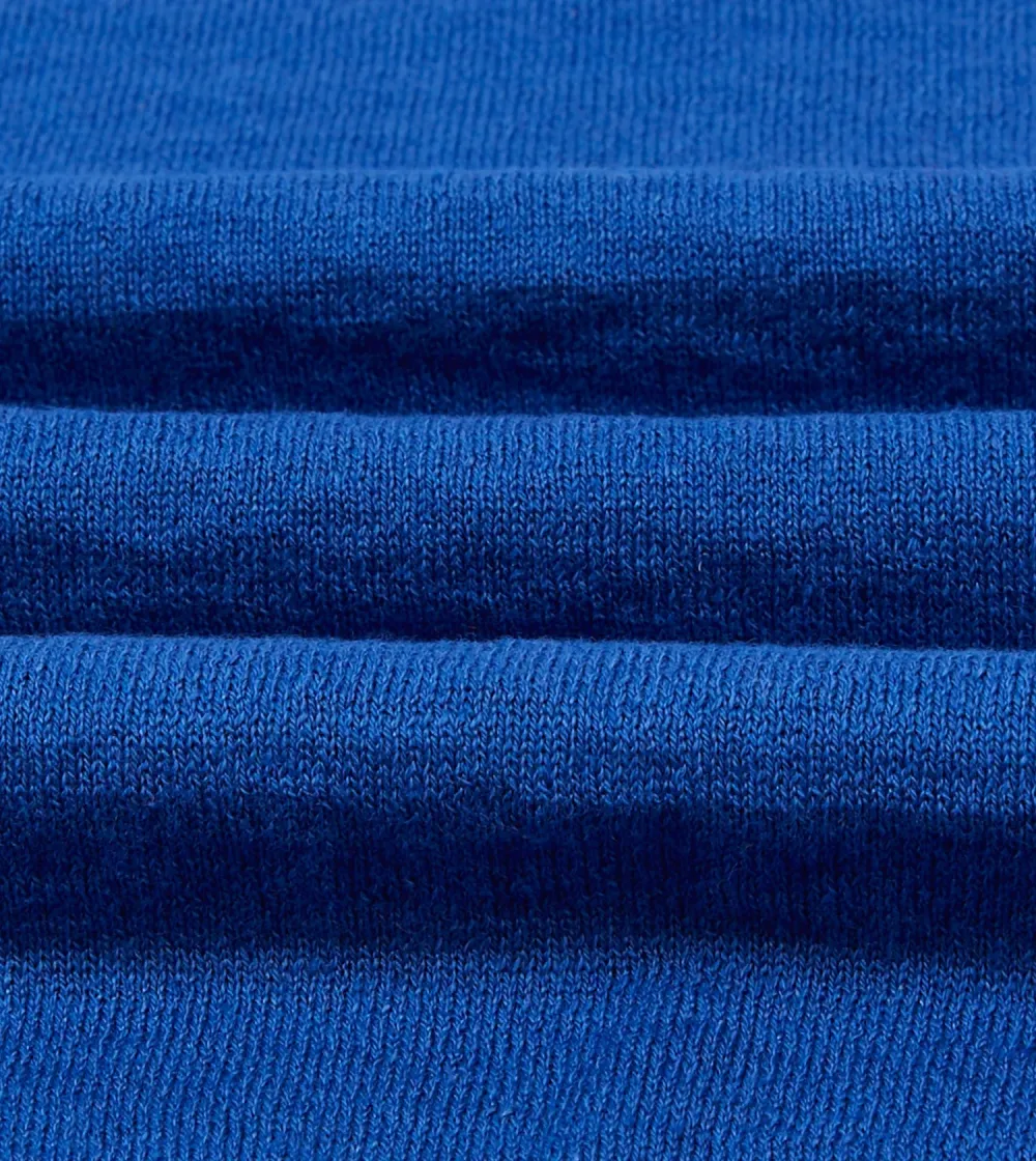 Blue Linen-Cotton Knitted Long-Sleeve Polo Shirt Elegant Essential