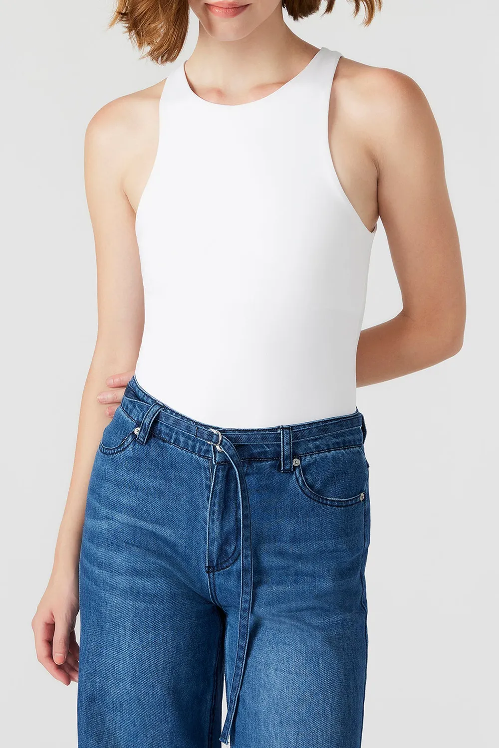 Crew Neck Bodysuit Red