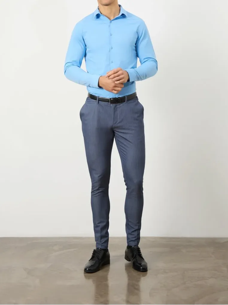 Blue Comfortable Business Blouse