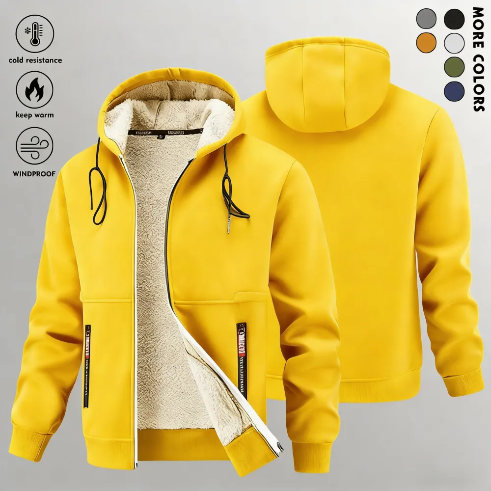 🔥Last Day Promotion🔥Men's Winter Sherpa Hooded Jacket, Thick Warm Zip-Up Hoodie