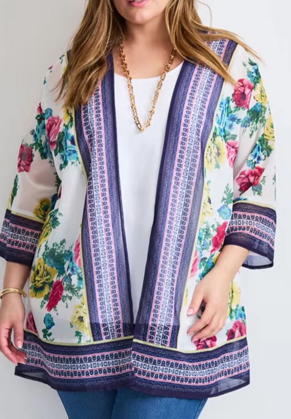Color Blocked Border Cardigan