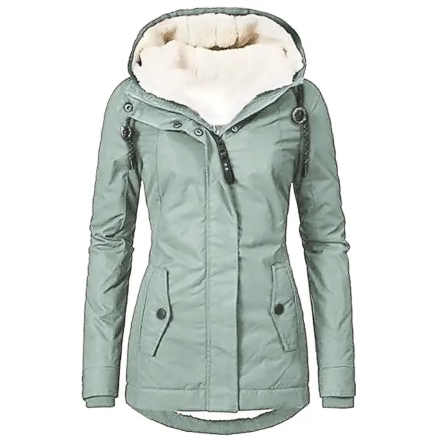Women's Winter Warm Waterproof Parka - Full-Zip Hooded Puffer Coat