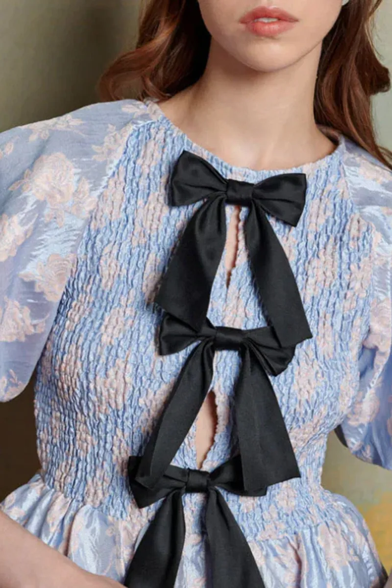 Bow Detailed Peplum Hem Tops
