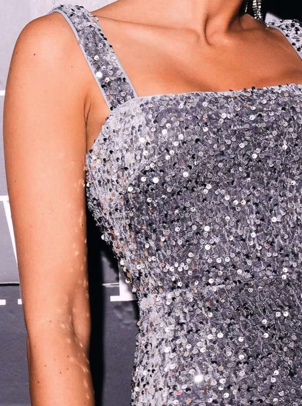 Square Neck Sequin Cocktail Dress