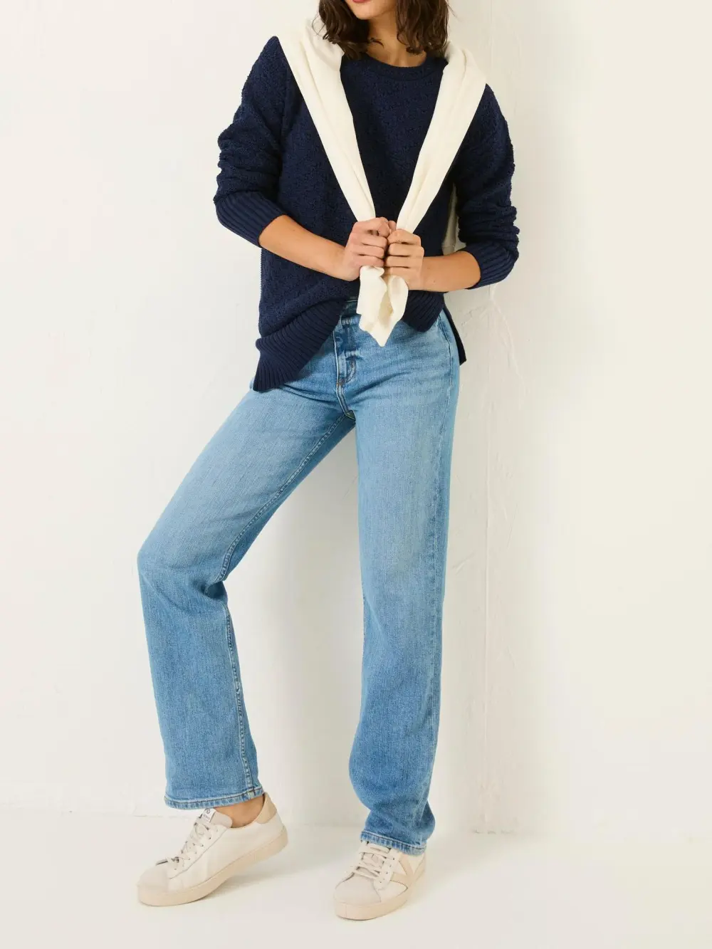 Navy Farryn Knitted 100% Cotton Knitted Jumper