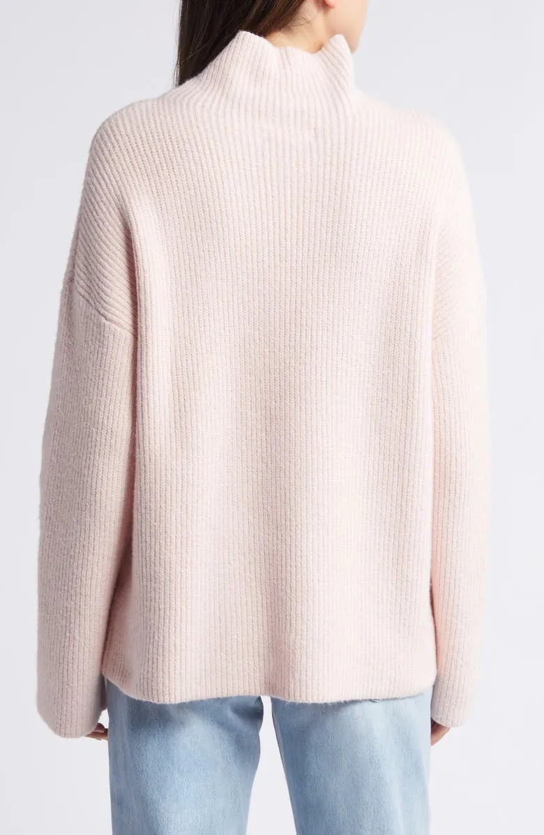 Relaxed Turtleneck Cotton Blend Sweater