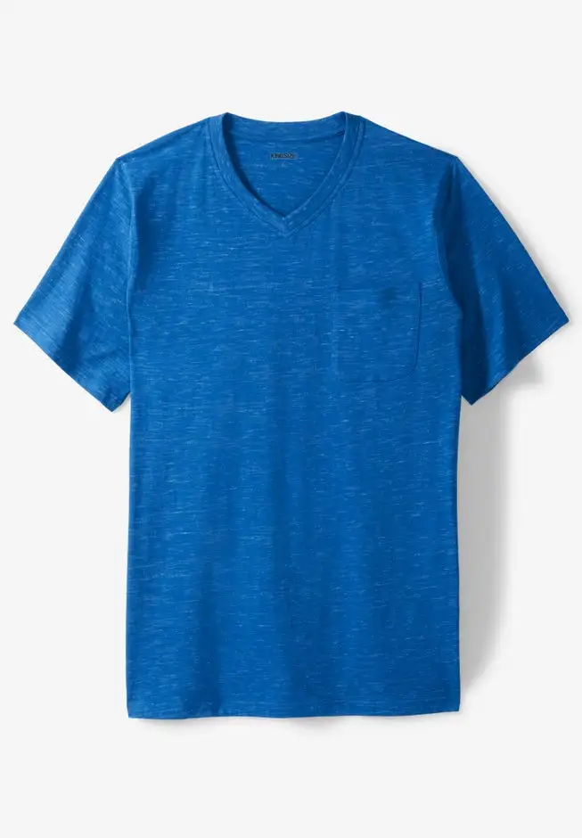 Shrink-Less Lightweight Longer-Length V-neck T-shirt