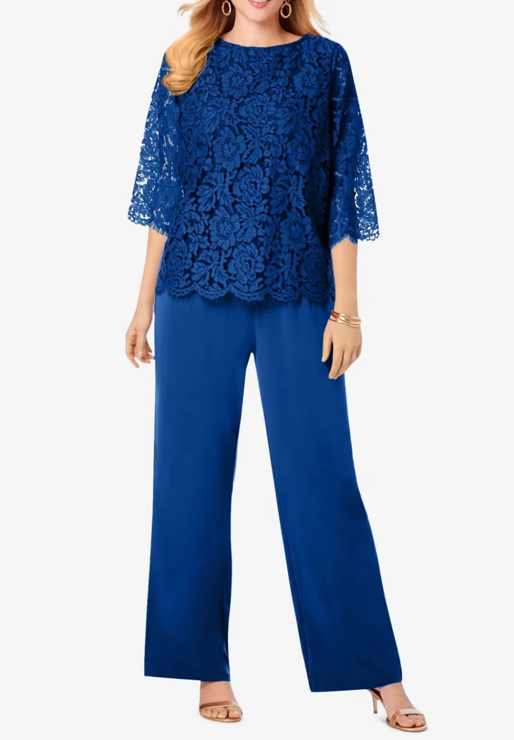 Crew Neck Lace Jumpsuit