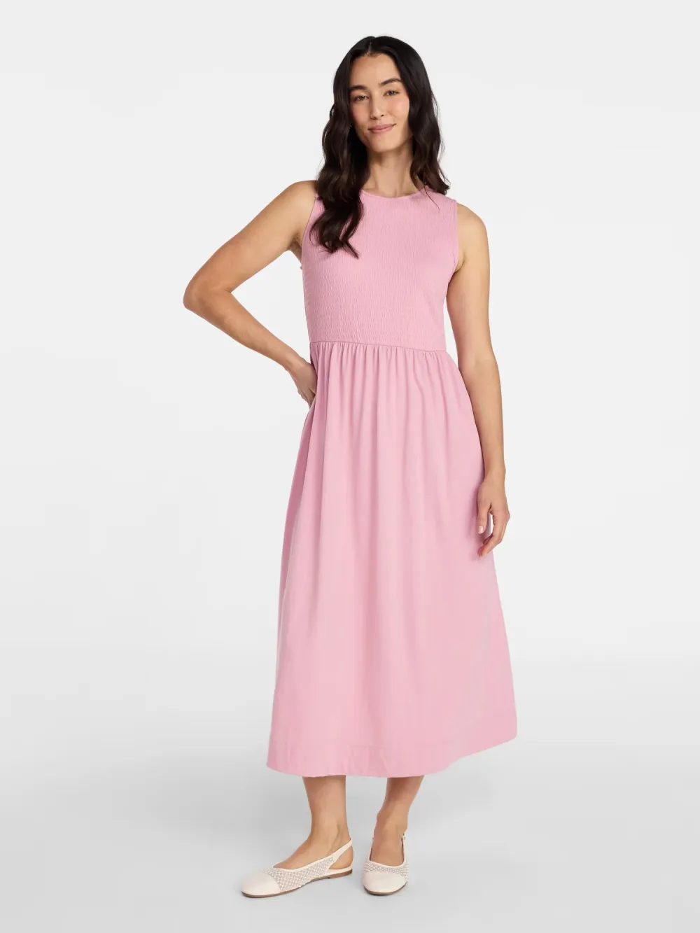 Women's Sleeveless Smocked Knit Dress, Sizes XS-5XL
