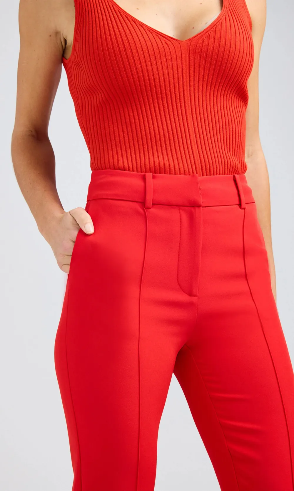 Red Skinny Casual Trousers