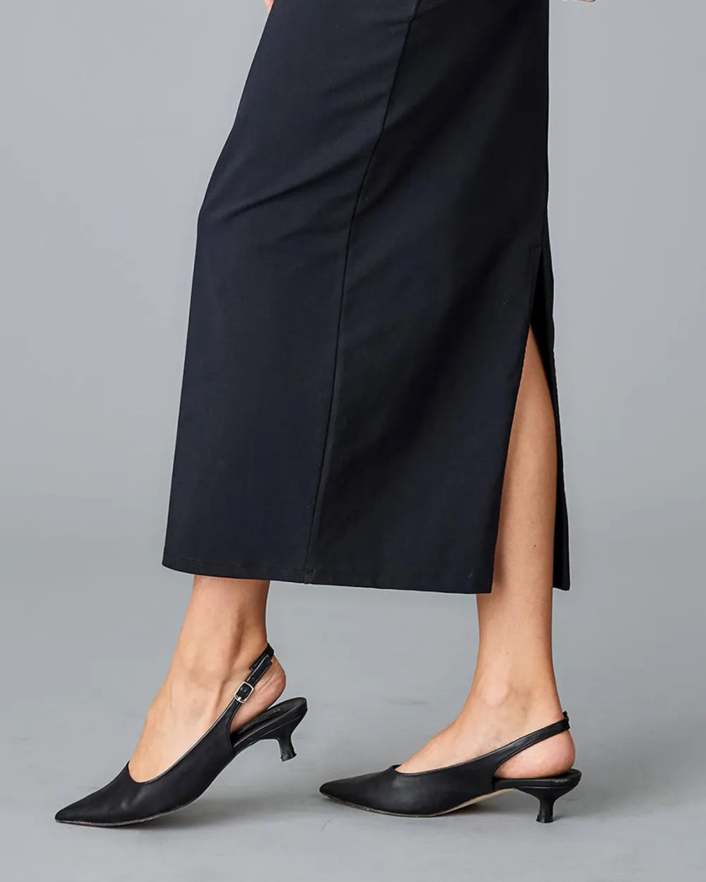 Black Knit Midi Skirt