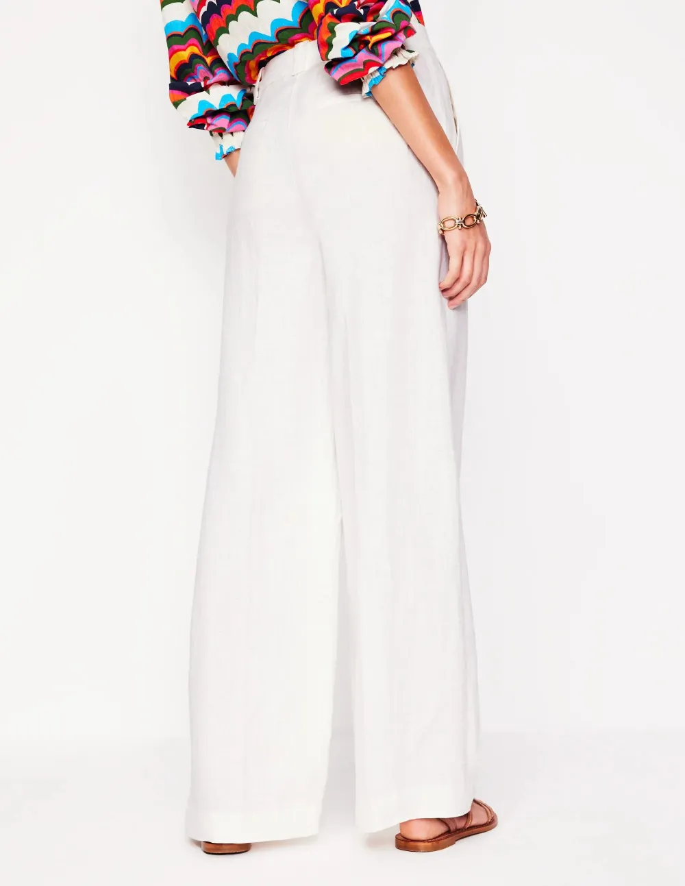 White Westbourne Linen Wide - Leg Pants