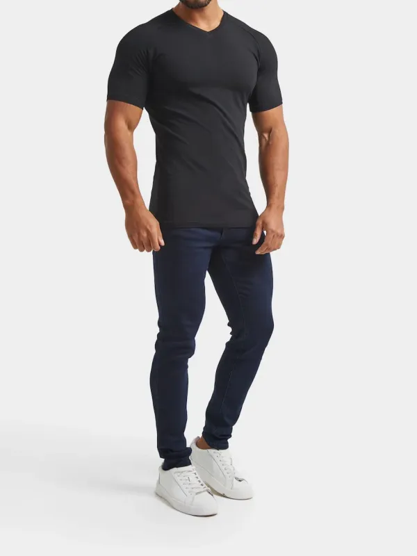 Black Soft  Athletic V-Neck Tees
