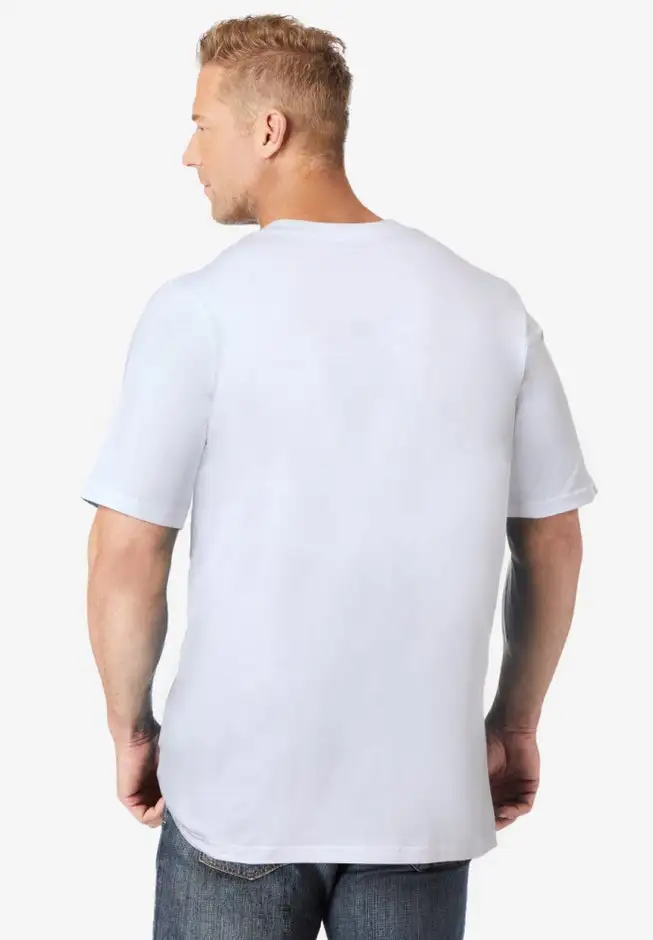 Shrink-Less Lightweight Longer-Length V-neck T-shirt