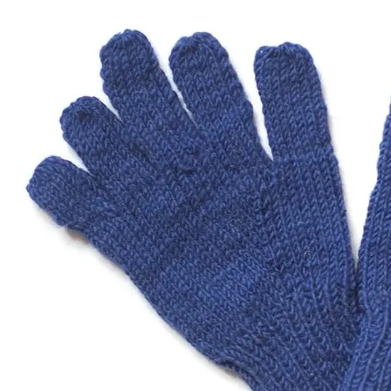 Navy Blue Solid Color Knitted Gloves