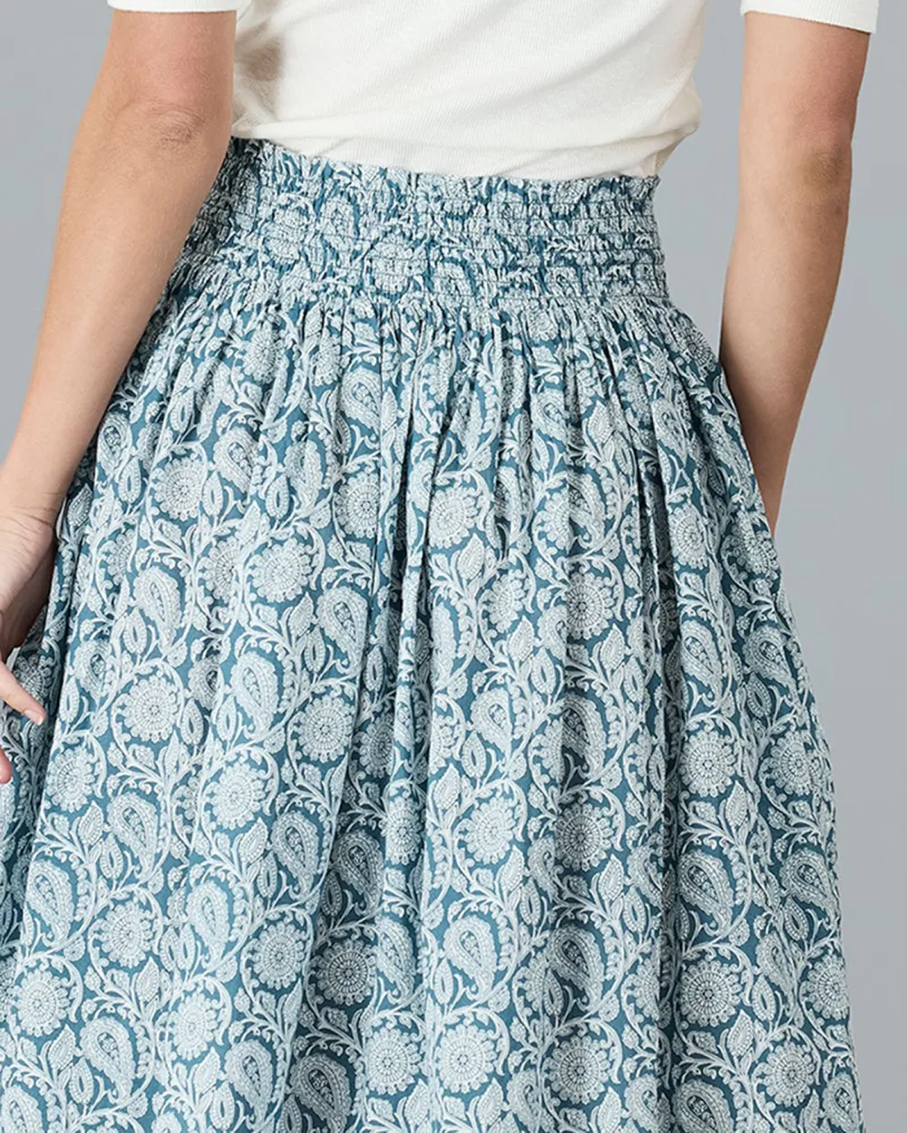 Light Blue Patterned Maxi Skirt
