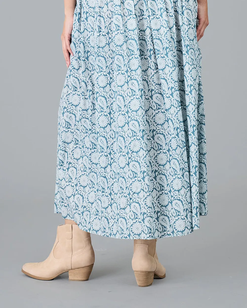 Light Blue Patterned Maxi Skirt
