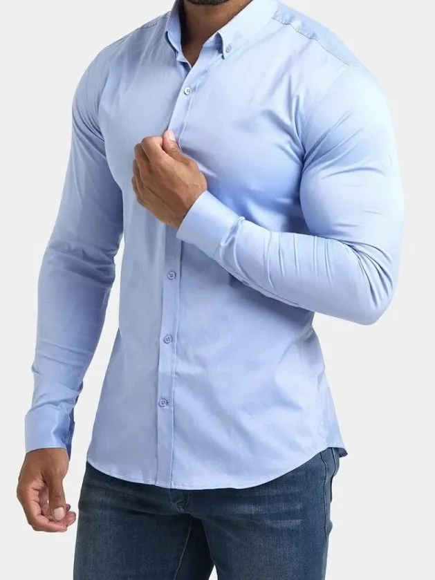 In Mid Blue Soft Comfortable Athletic Blouse