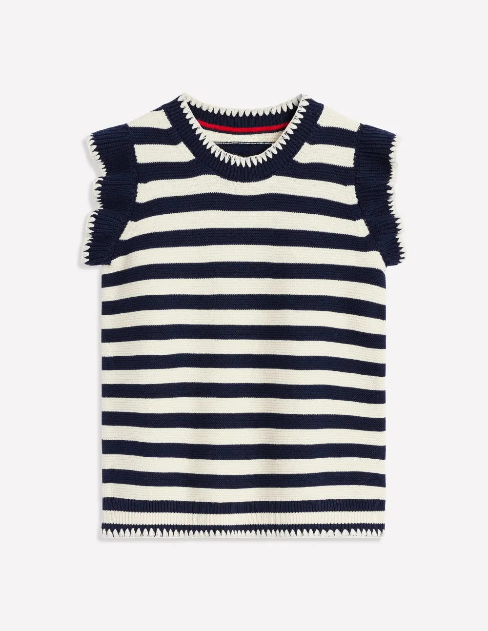 Navy and White Striped Knit Vest
