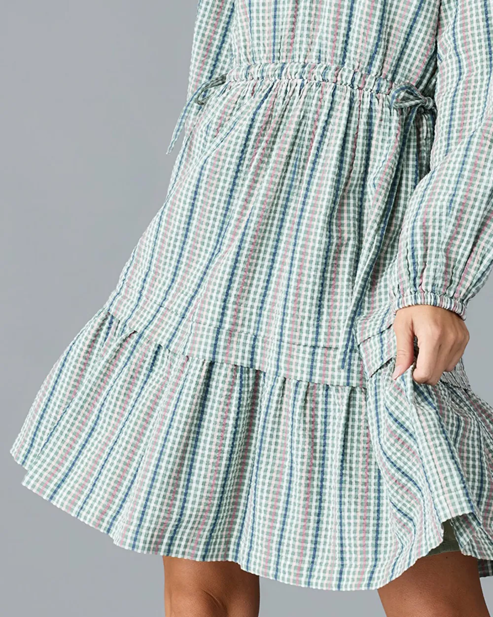 Light Colored Checkered Dress