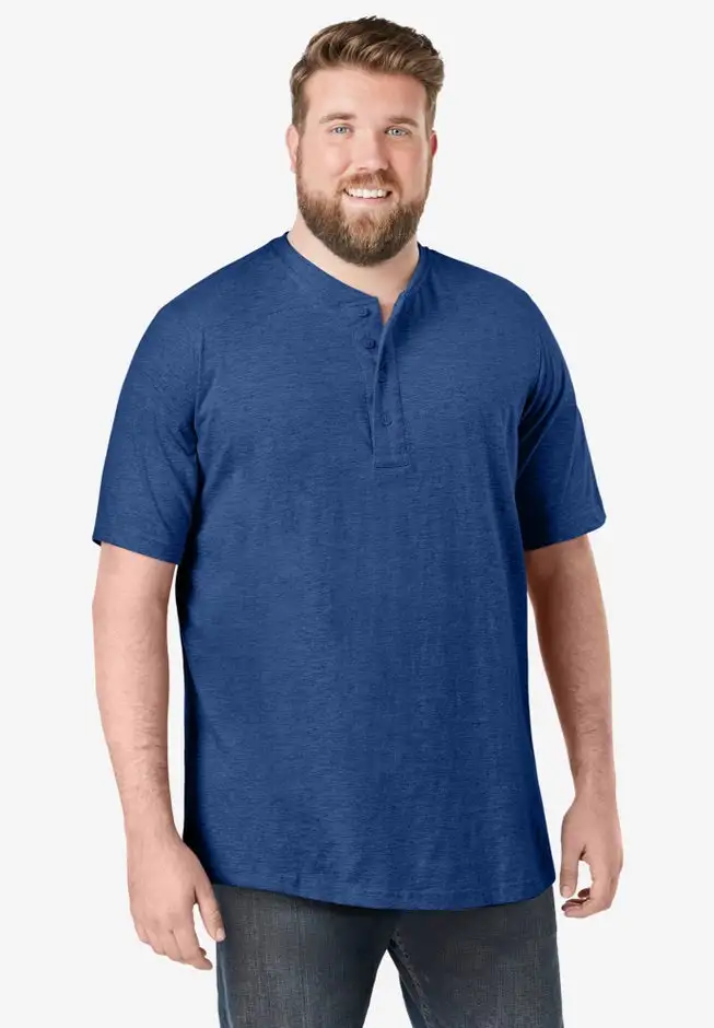 Shrink-Less Lightweight Henley T-Shirt