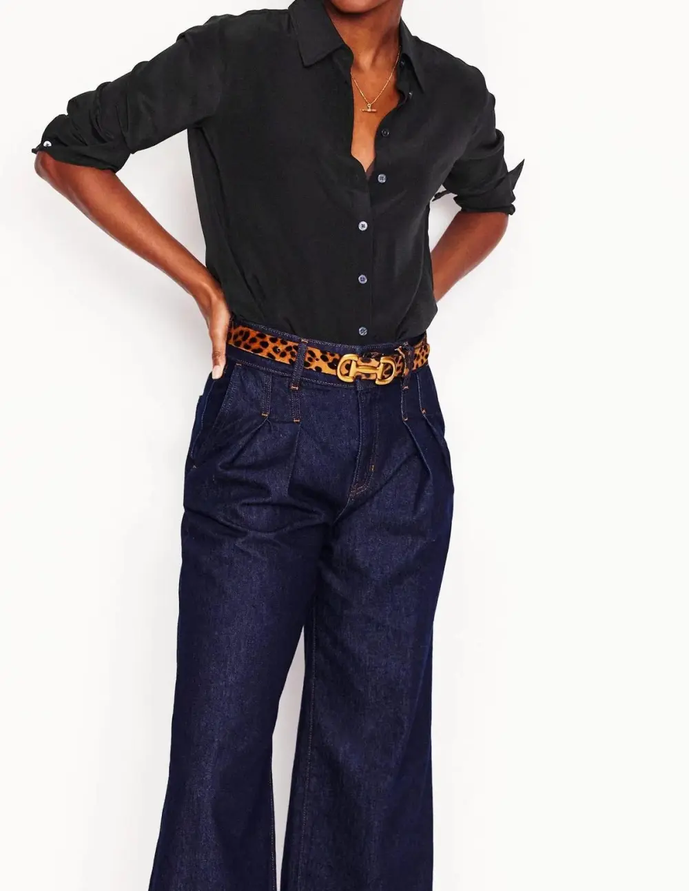 Black Silk Button - Down Shirt