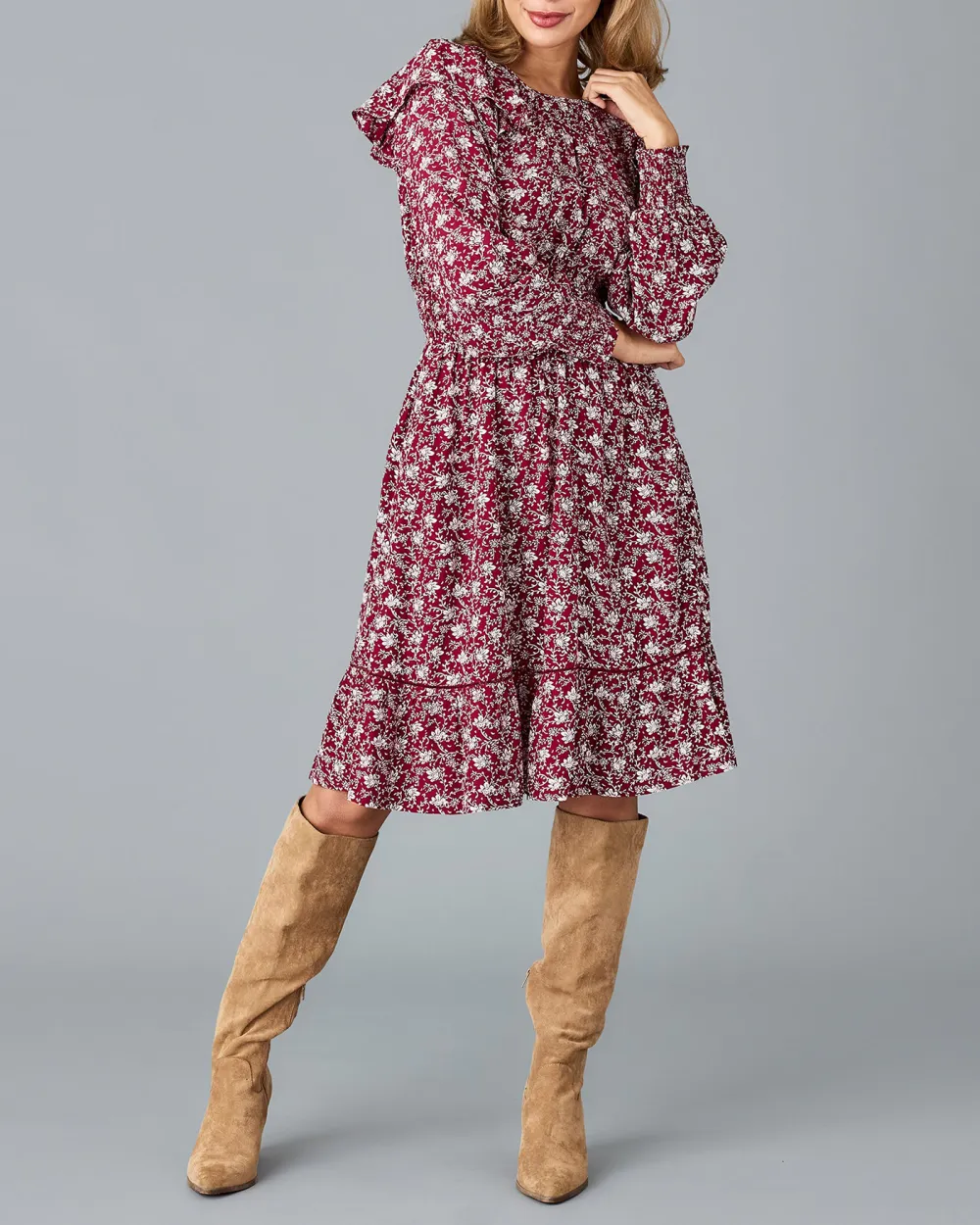 Small Floral Print Midi Dress