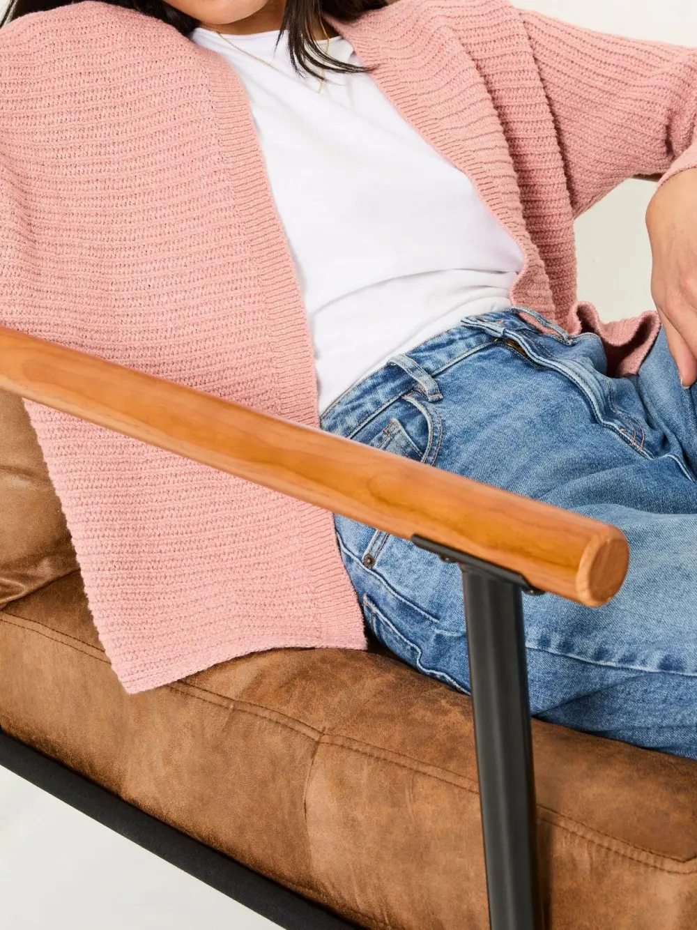 Light Pink Casual Knitted Cardigan