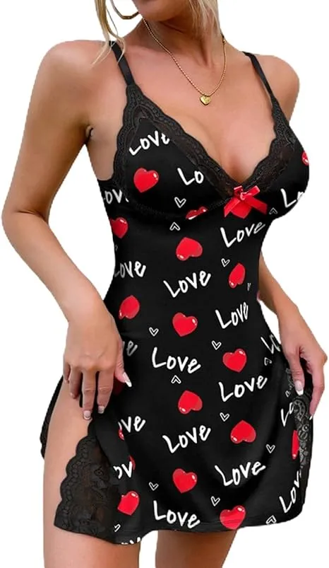 🔥Last Day Promotion🔥Women's Lace Trim Side Slit Modal Cami Sleep Dress