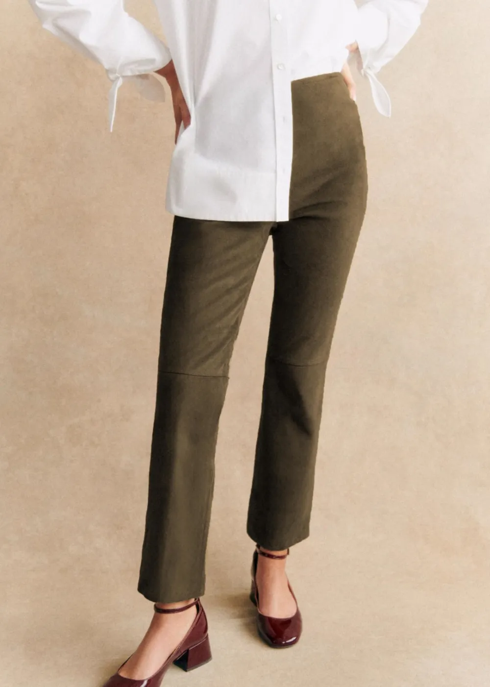 High Waisted Flared Cropped Trousers
