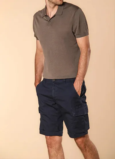 Navy Blue Men's Fashion Slim Fit Cotton Shorts