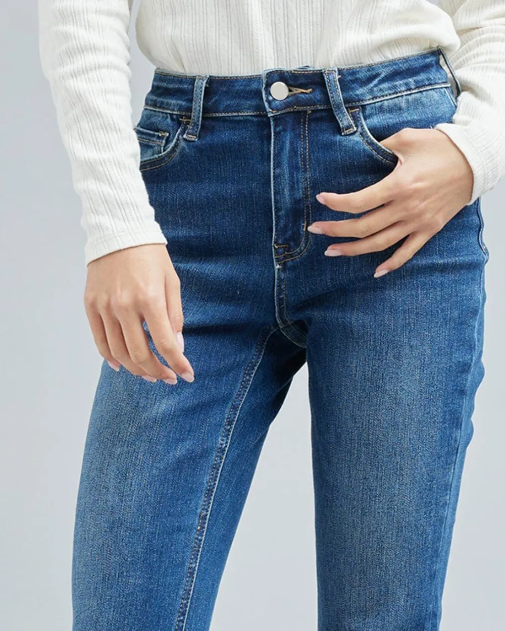 Medium Blue Wash Straight Leg Jean