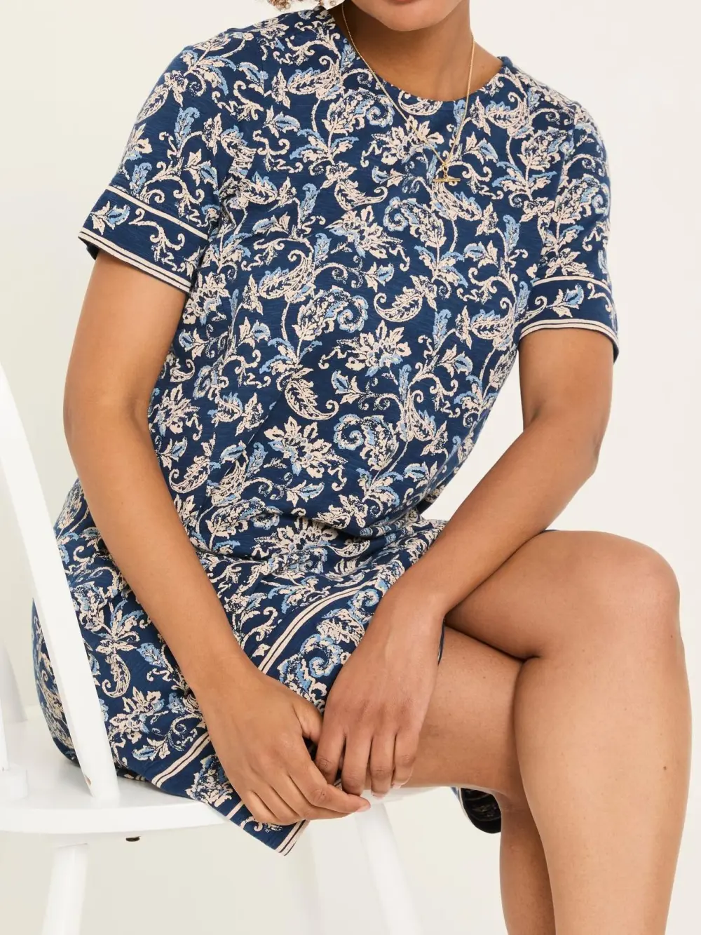 Blue Paisley Short Sleeve Jersey Dress