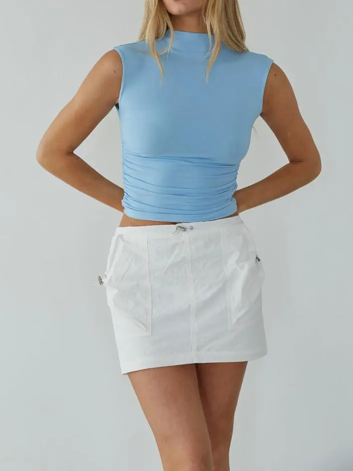 Taylor Ruched High Neck Tank Top