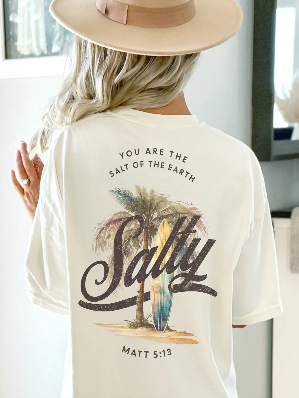Salty Beach Motif Christian Tee