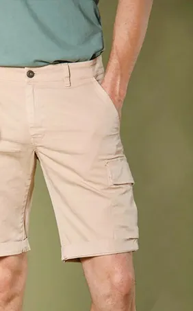 Men'S Slim Fit Cotton Light Khaki Shorts