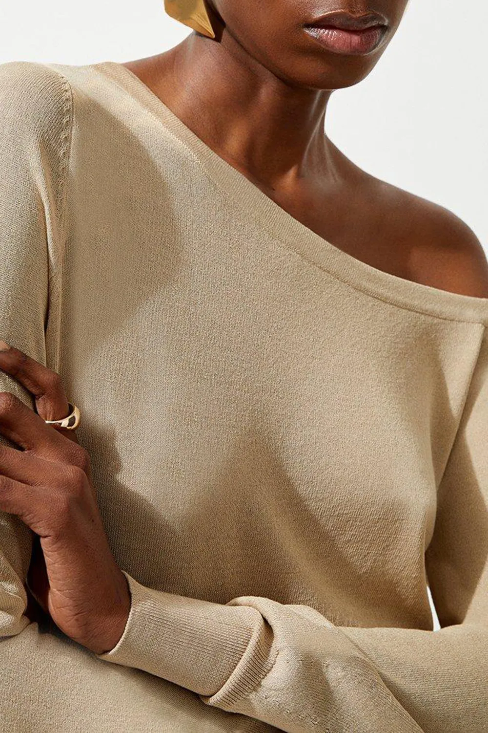 Lightweight Viscose Blend Summer Knit Off Shoulder Top