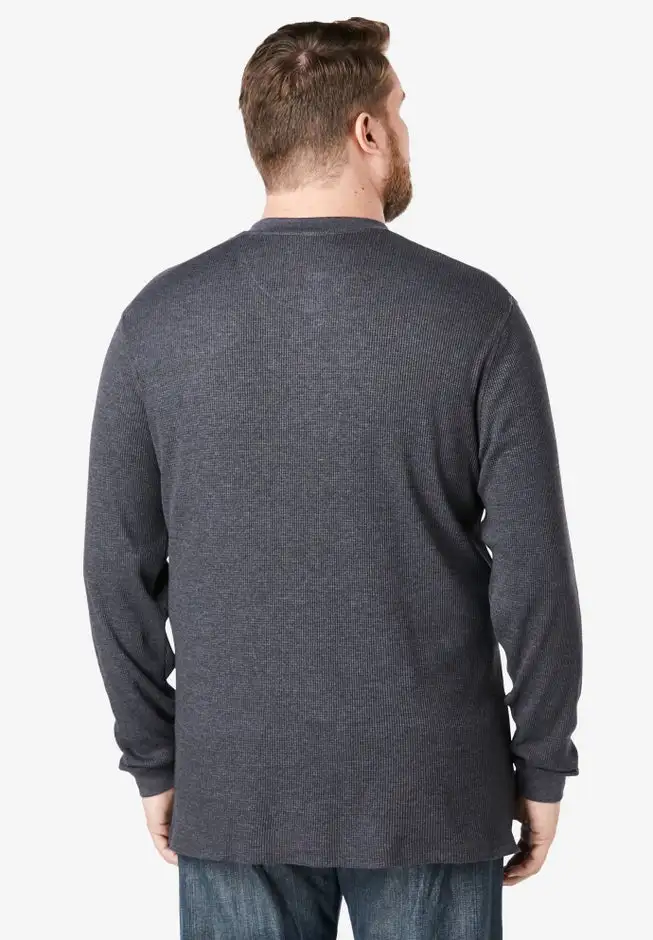 Waffle-Knit Thermal Henley Tee