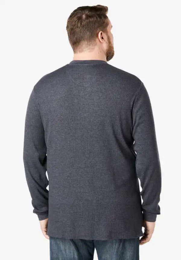 Waffle-Knit Thermal Henley Tee