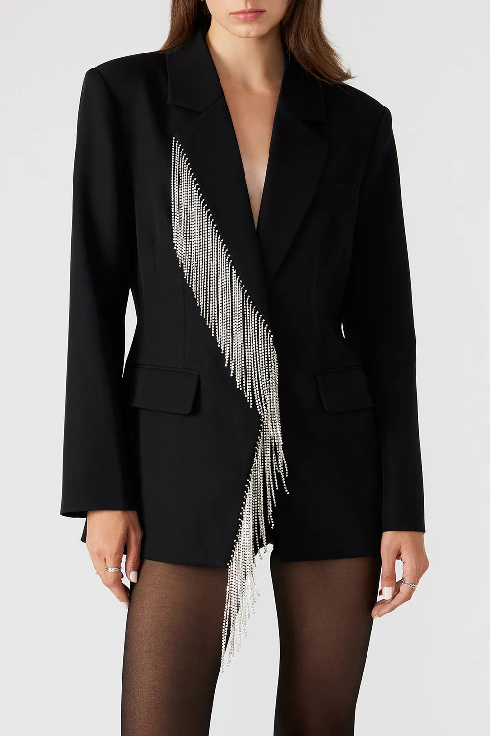 V-Neck Blazer Black
