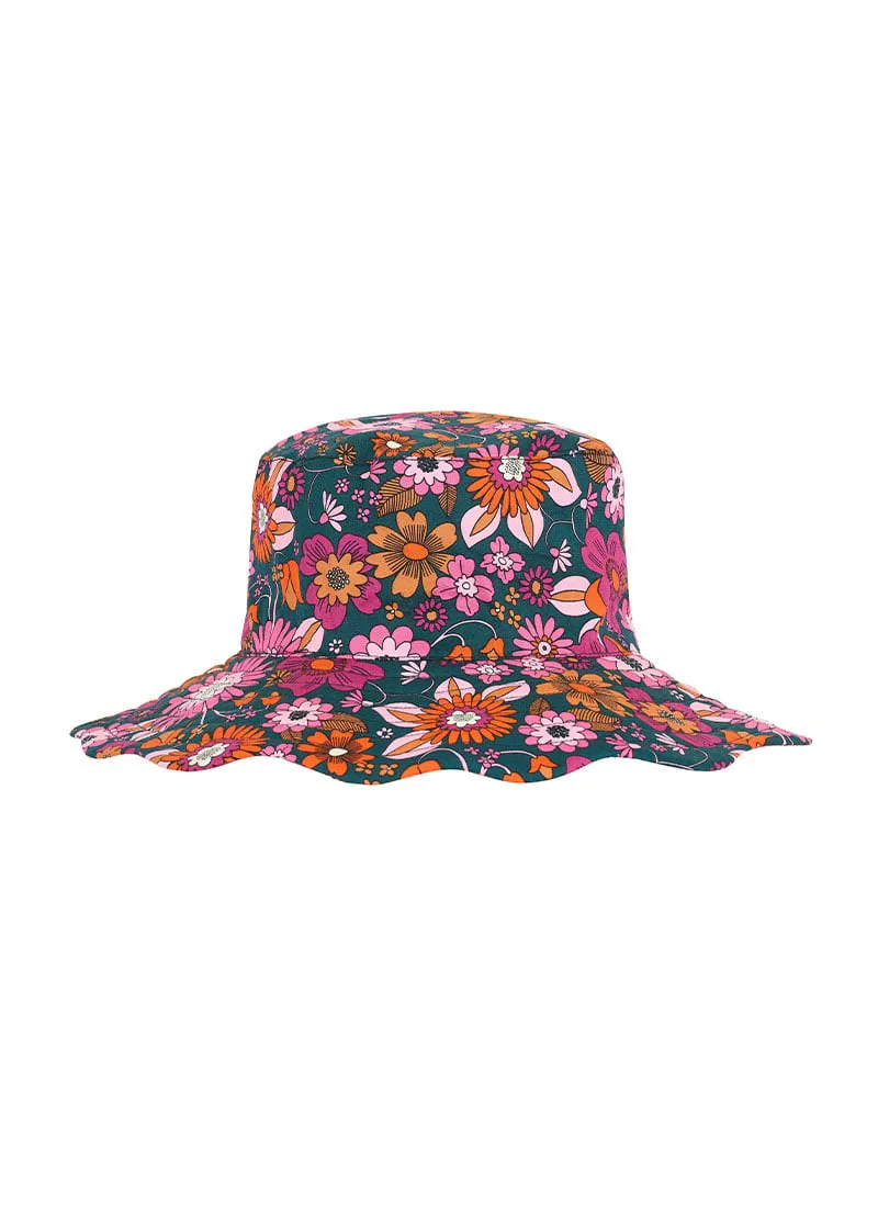 Colorful Floral Design Wide - Brim Bucket Hat